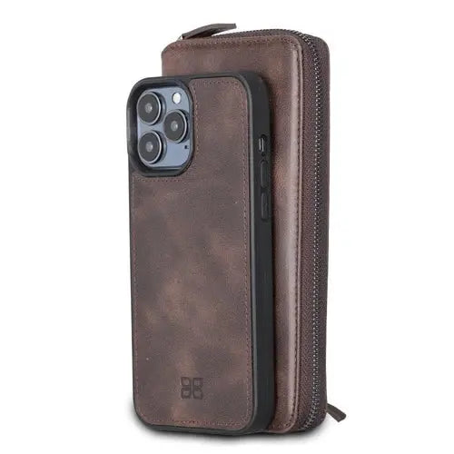 Detachable Leather Zipper Wallet Cases for Apple iPhone 13 Series - Puck's
