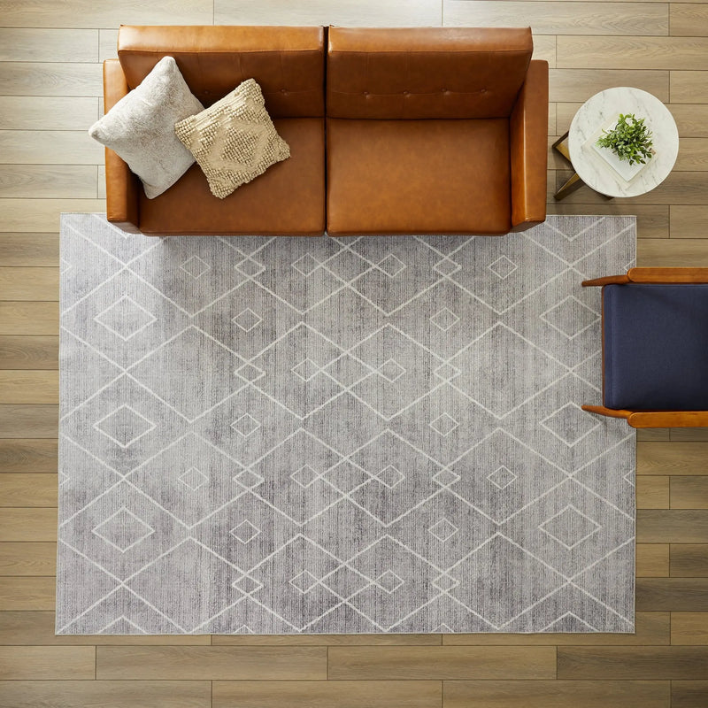 Diamond Machine Washable Indoor Area Rug, Gray, 5'X7' - Puck's
