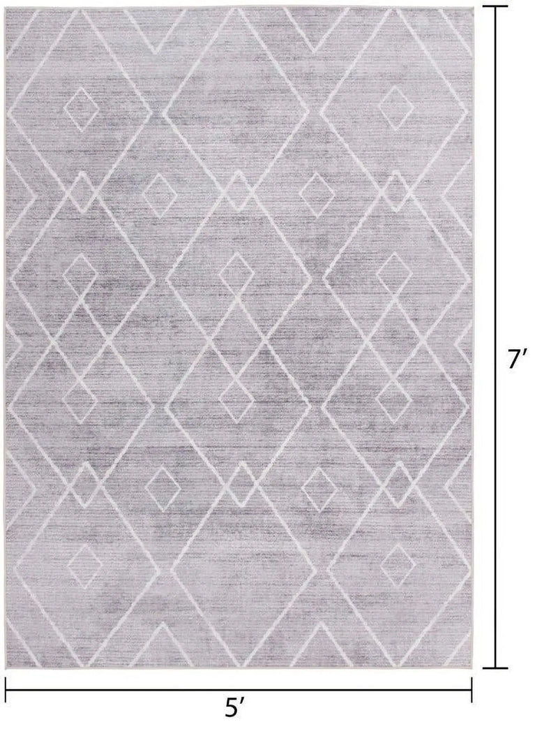 Diamond Machine Washable Indoor Area Rug, Gray, 5'X7' - Puck's