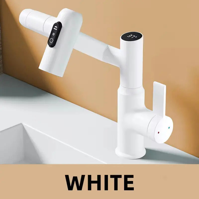 Digital Display LED Basin Faucet 360 Rotation Multi-Function Stream Sprayer Hot Cold Water Sink Mixer Wash Tap for Bathroom - Puck's