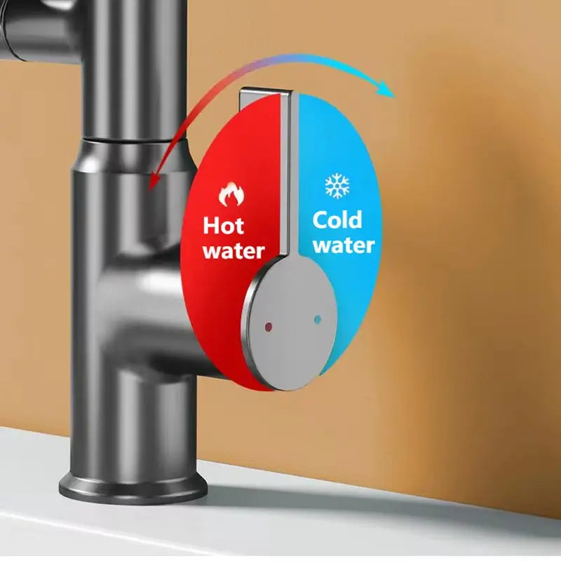 Digital Display LED Basin Faucet 360 Rotation Multi-Function Stream Sprayer Hot Cold Water Sink Mixer Wash Tap for Bathroom - Puck's