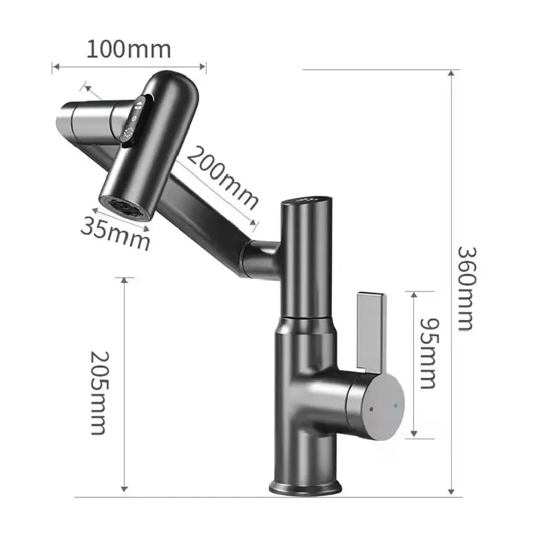 Digital Display LED Basin Faucet 360 Rotation Multi-Function Stream Sprayer Hot Cold Water Sink Mixer Wash Tap for Bathroom - Puck's