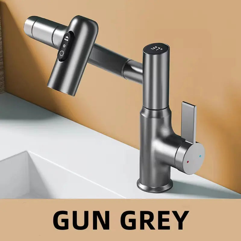 Digital Display LED Basin Faucet 360 Rotation Multi-Function Stream Sprayer Hot Cold Water Sink Mixer Wash Tap for Bathroom - Puck's