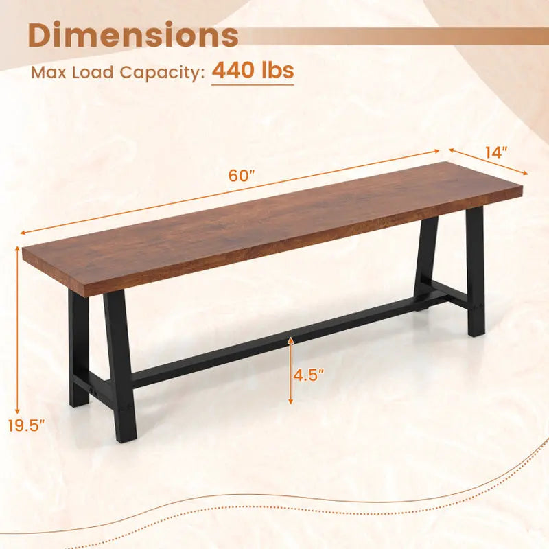 Dining Bench 2/3 Person Entryway Shoe Bench with Metal Frame - Puck's