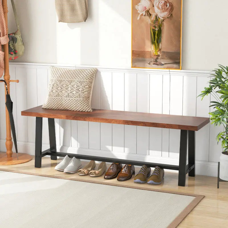 Dining Bench 2/3 Person Entryway Shoe Bench with Metal Frame - Puck's