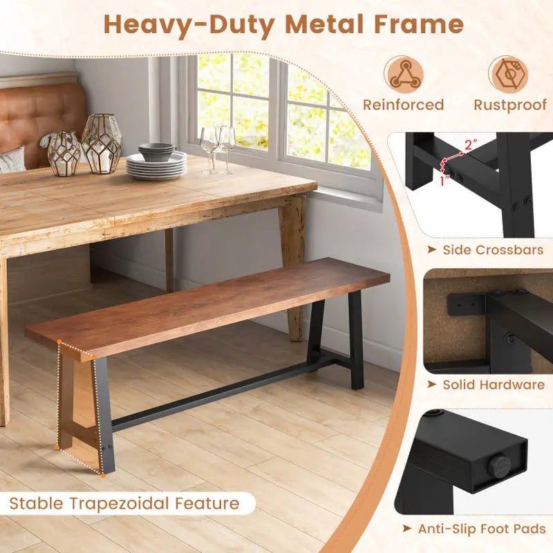 Dining Bench 2/3 Person Entryway Shoe Bench with Metal Frame - Puck's