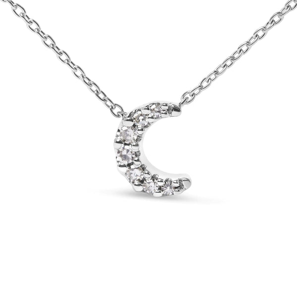 10K witgouden diamanten geaccentueerde halve maan 18 inch hanger ketting (H-I kleur, I1-I2 helderheid) - Puck's