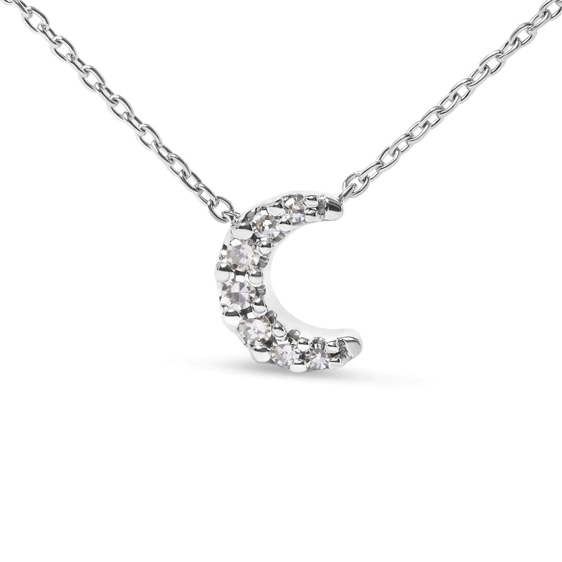 10K witgouden diamanten geaccentueerde halve maan 18 inch hanger ketting (H-I kleur, I1-I2 helderheid) - Puck's