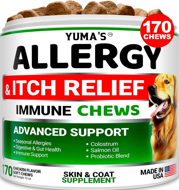 Dog Allergy Relief Chews Dog Itching Skin Relief Treatment Pills 170 Treats - Puck's