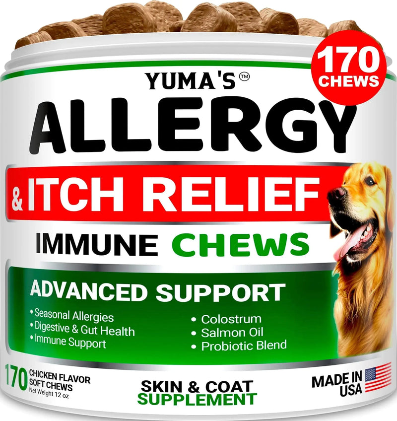 Dog Allergy Relief Chews Dog Itching Skin Relief Treatment Pills 170 Treats - Puck's