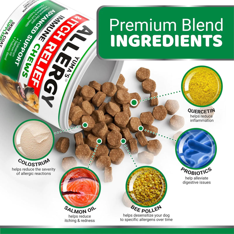 Dog Allergy Relief Chews Dog Itching Skin Relief Treatment Pills 170 Treats - Puck's