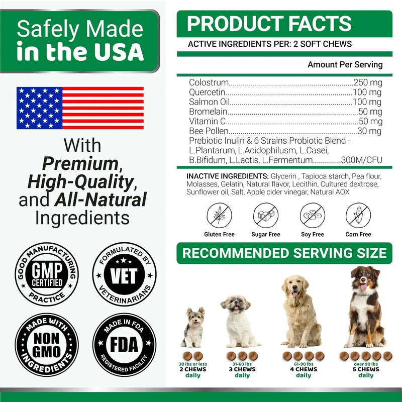 Dog Allergy Relief Chews Dog Itching Skin Relief Treatment Pills 170 Treats - Puck's