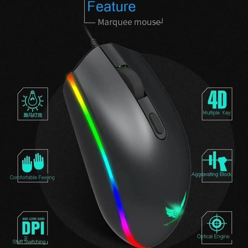 Dragon LED Backlight Gaming USB Wired Keyboard Mouse Set - Puck's