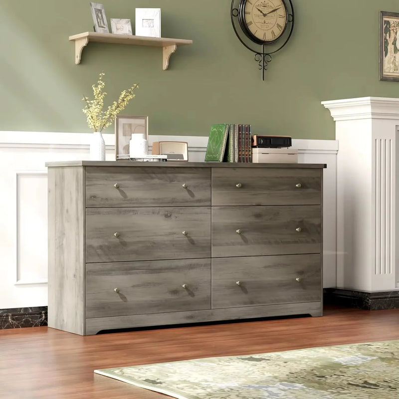 Dresser Wood, Grey Dresser for Bedroom, Long TV Stand, Antique Grey Large - Puck's