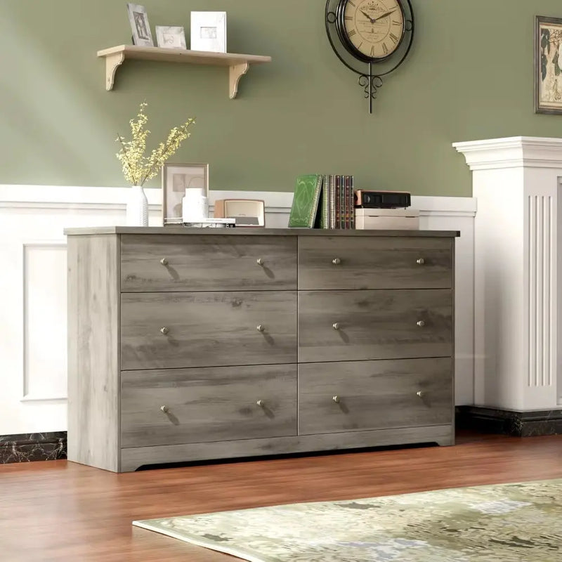 Dresser Wood, Grey Dresser for Bedroom, Long TV Stand, Antique Grey Large - Puck's