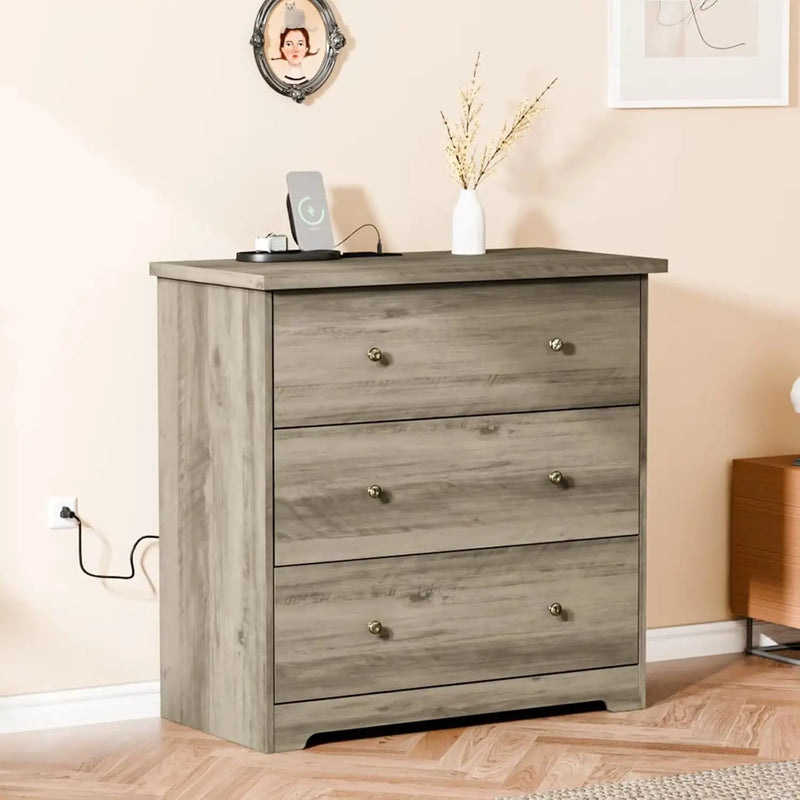 Dresser Wood, Grey Dresser for Bedroom, Long TV Stand, Antique Grey Large - Puck's