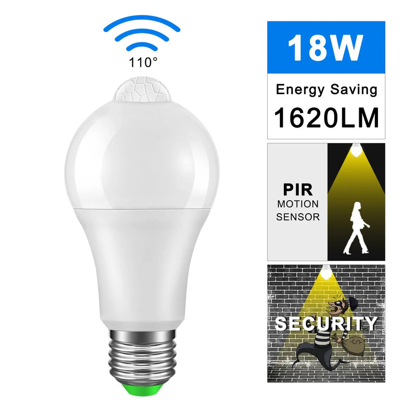 E27 LED Bulb Light Sensor PIR Sensor Warm White - Puck's