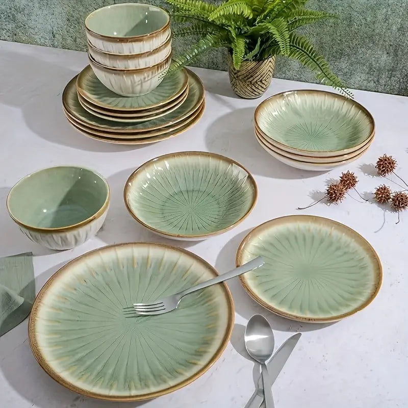 Elegant Nordic Ceramic Plates  Premium Vintage Dinnerware Set - Puck's