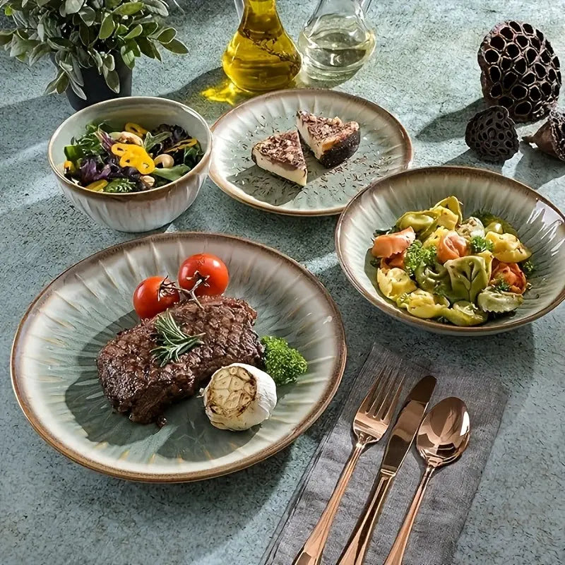 Elegant Nordic Ceramic Plates  Premium Vintage Dinnerware Set - Puck's