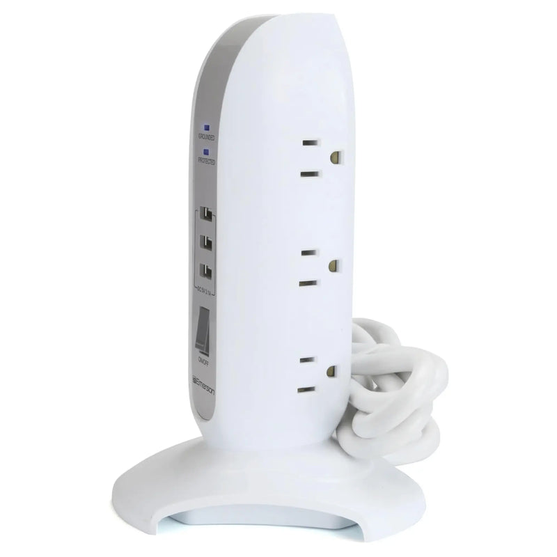 Emerson 5-Outlet + USB Charging Tower with Surge Protection - Puck's