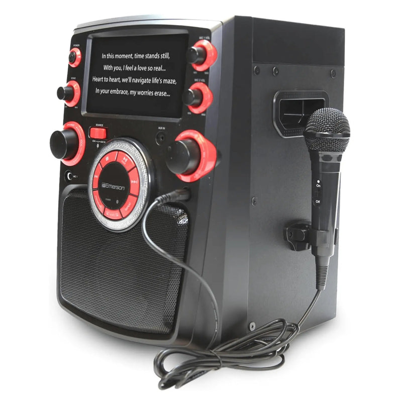 Emerson draagbaar Bluetooth karaokesysteem met 7" LCD-scherm en microfoon - Puck's