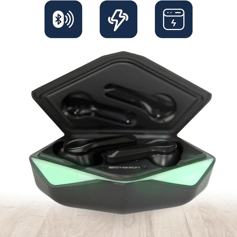 Emerson True Wireless Gaming Earbuds with Charging Case and Taking - Puck's