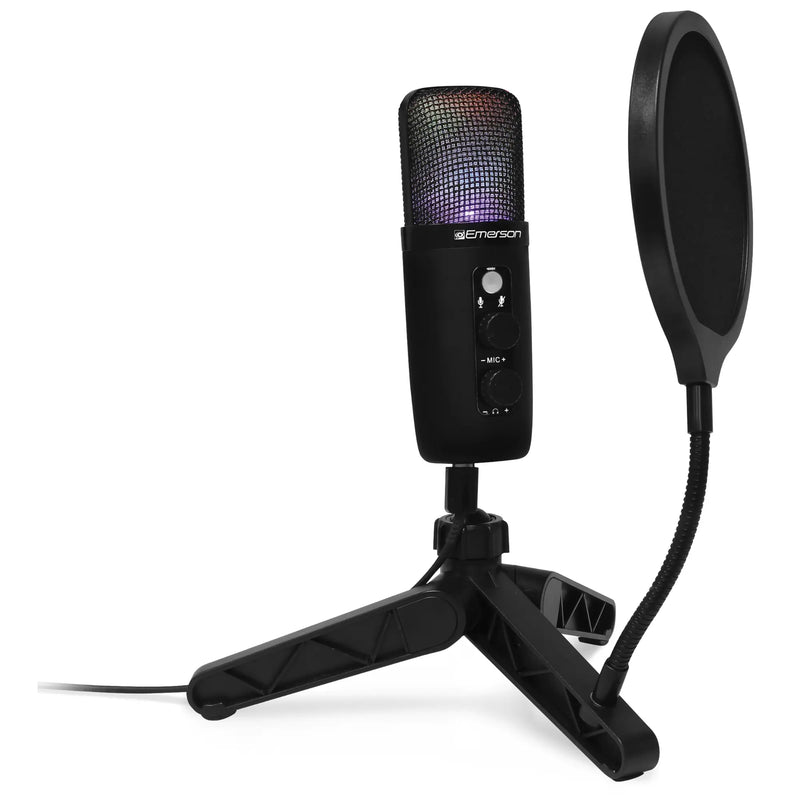 Emerson USB Gaming and Streaming Condenser Microphone with LED - Puck's