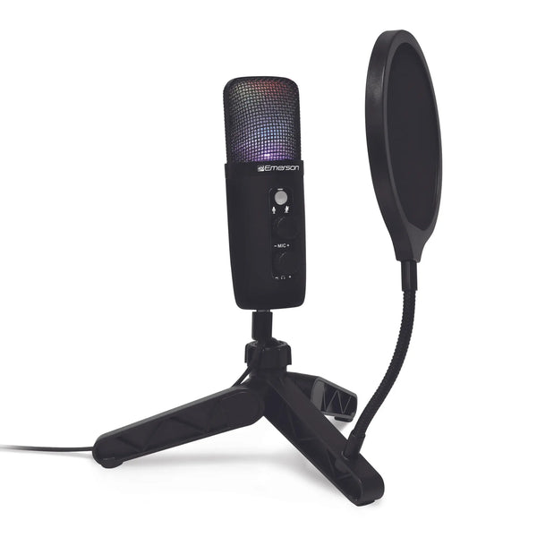 Emerson USB Gaming and Streaming Condenser Microphone with LED - Puck's