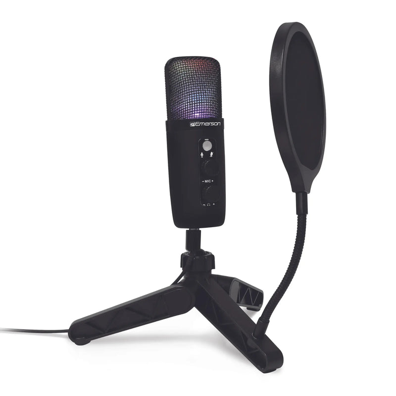Emerson USB Gaming and Streaming Condenser Microphone with LED - Puck's