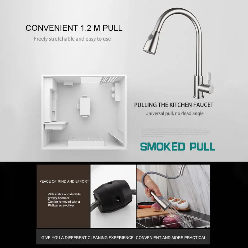 Extricable Kitchen Sink Faucet Swivel Mixer Spout - Puck's