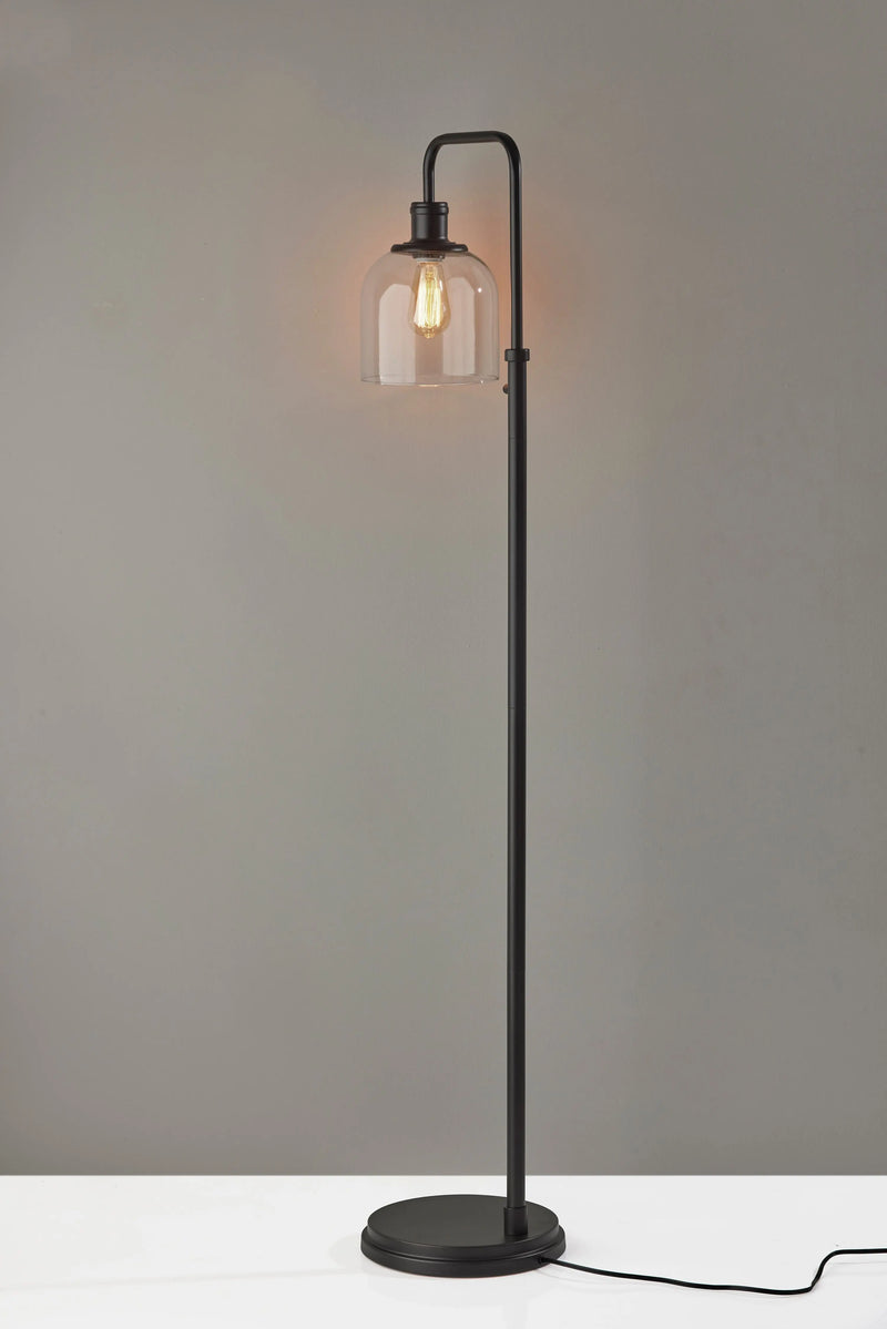 Farmhouse 60" 1-Light Floor Lamp, Black Metal Finish, Traditional, Adult Use. - Puck's