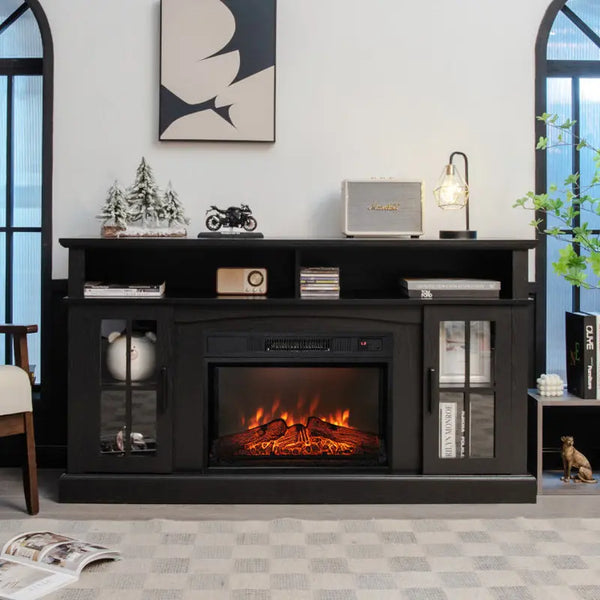 Fireplace TV Stand for Tvs up to 65 Inch with Side Cabinets and Remote Control - Puck's