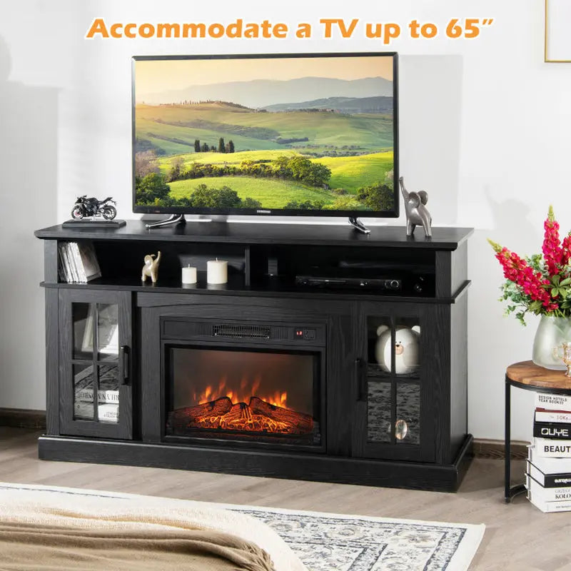 Openhaard TV Stand voor TV's tot 65 Inch met zijkasten en afstandsbediening - Puck's
