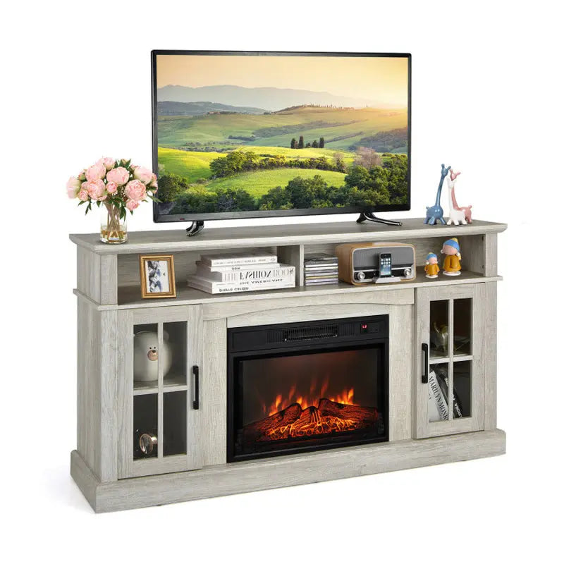 Openhaard TV Stand voor TV's tot 65 Inch met zijkasten en afstandsbediening - Puck's