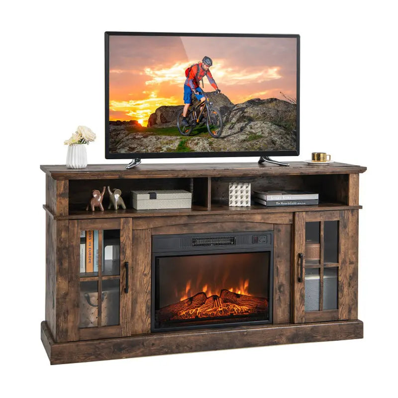 Openhaard TV Stand voor TV's tot 65 Inch met zijkasten en afstandsbediening - Puck's