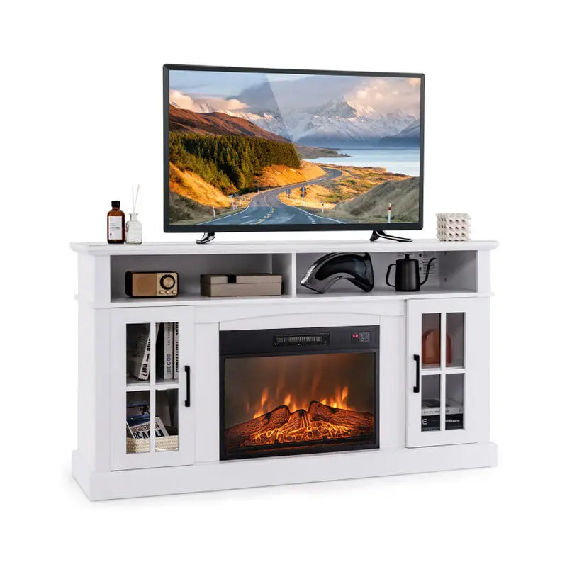 Openhaard TV Stand voor TV's tot 65 Inch met zijkasten en afstandsbediening - Puck's