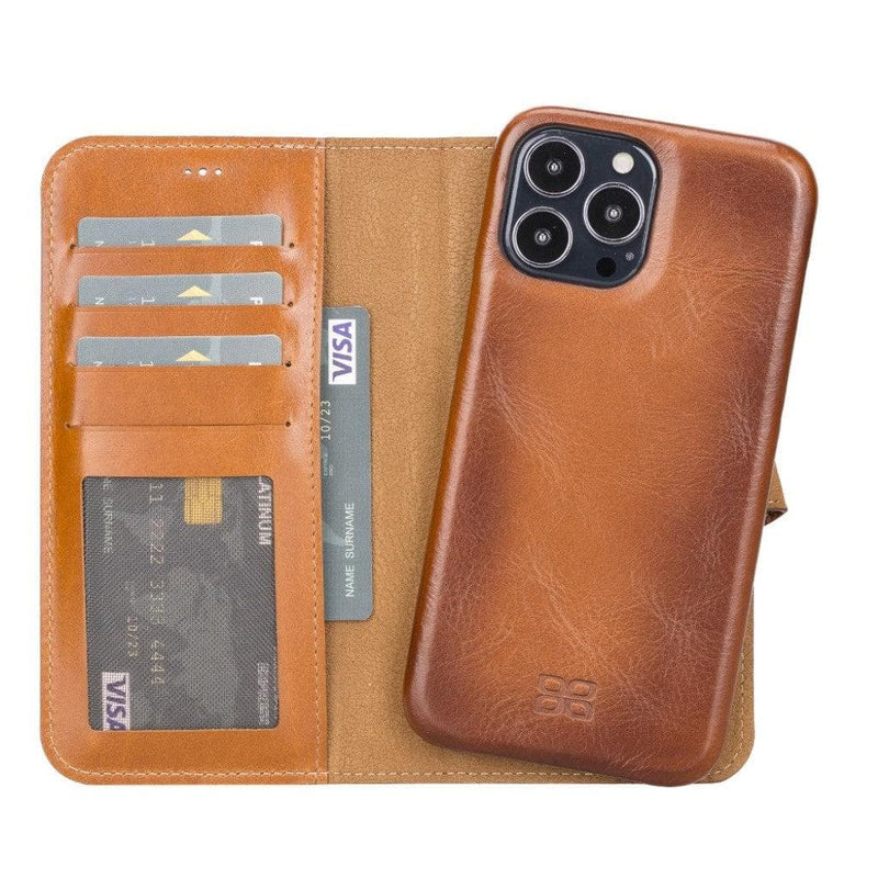 Full Leather Coating Detachable Wallet Case for Apple iPhone 13 Series - Puck's