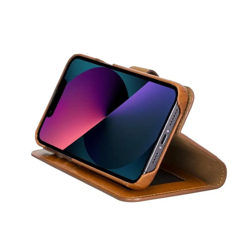 Full Leather Coating Detachable Wallet Case for Apple iPhone 13 Series - Puck's