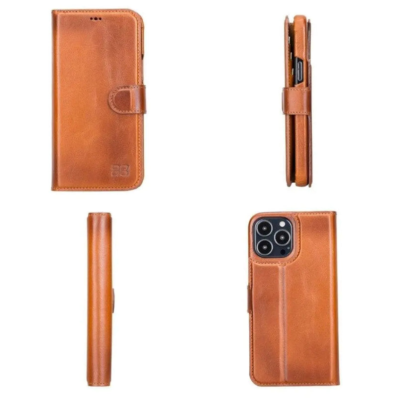 Full Leather Coating Detachable Wallet Case for Apple iPhone 13 Series - Puck's