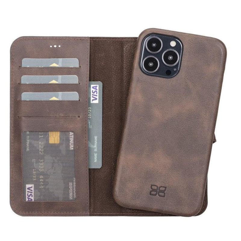 Full Leather Coating Detachable Wallet Case for Apple iPhone 13 Series - Puck's