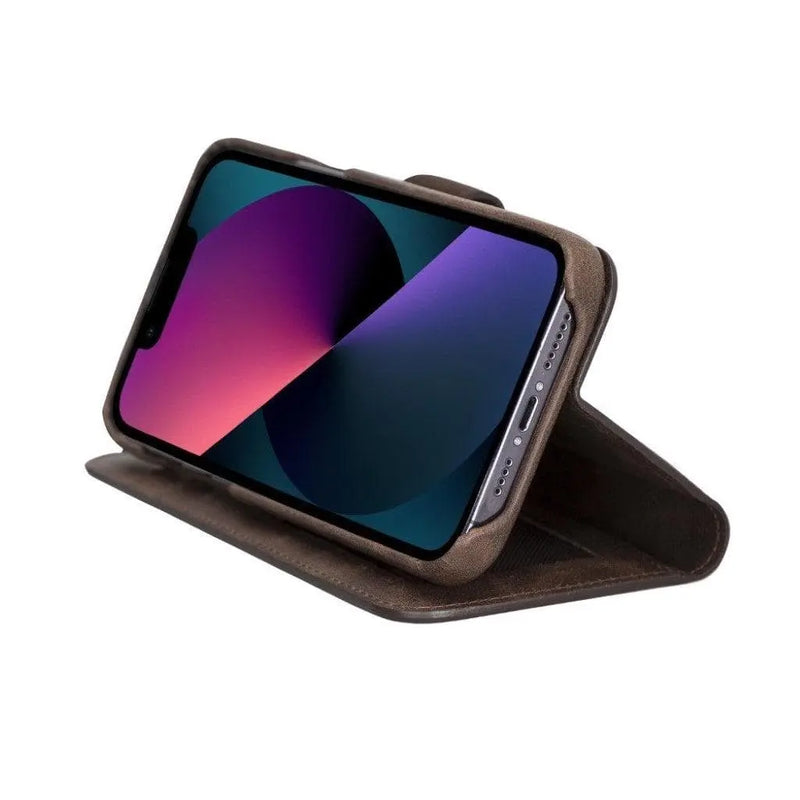 Full Leather Coating Detachable Wallet Case for Apple iPhone 13 Series - Puck's