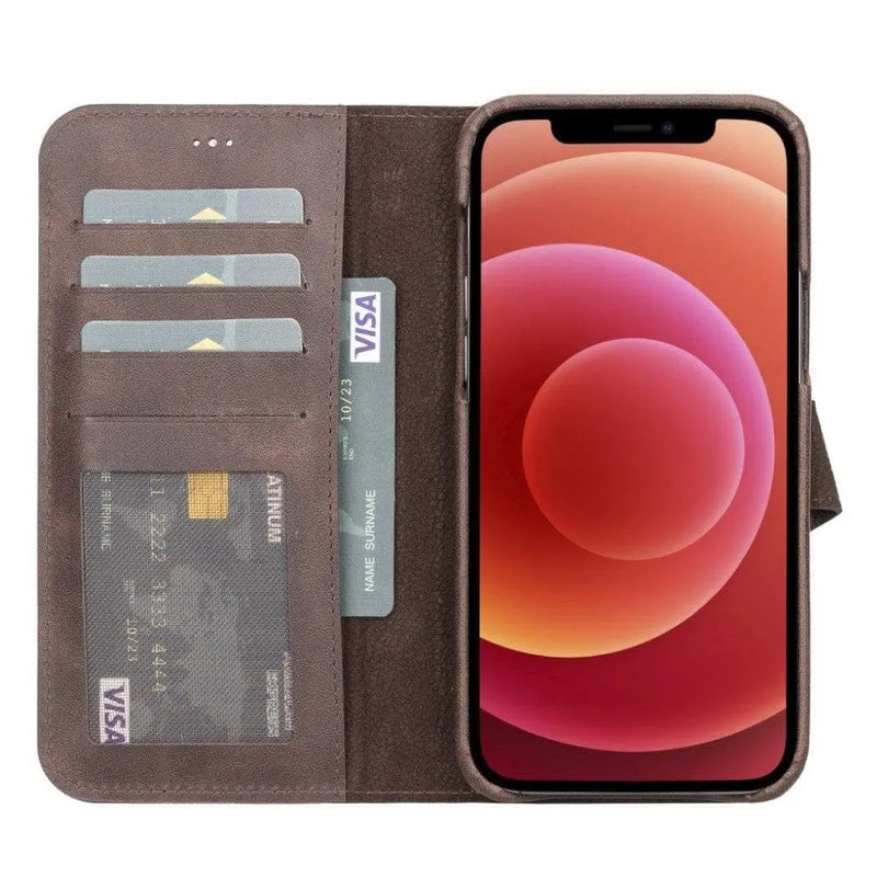 Full Leather Coating Detachable Wallet Case for Apple iPhone 13 Series - Puck's
