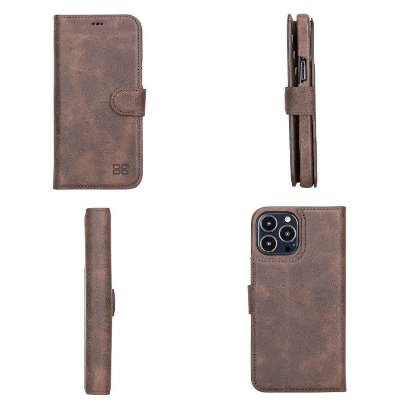 Full Leather Coating Detachable Wallet Case for Apple iPhone 13 Series - Puck's
