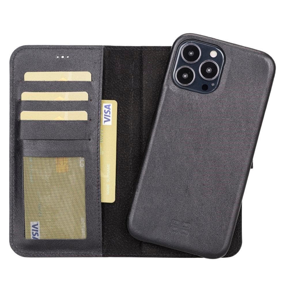 Full Leather Coating Detachable Wallet Case for Apple iPhone 13 Series - Puck's