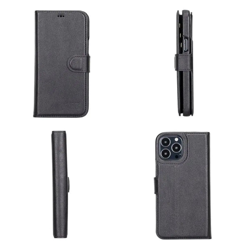 Full Leather Coating Detachable Wallet Case for Apple iPhone 13 Series - Puck's
