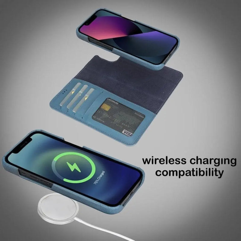 Full Leather Coating Detachable Wallet Case for Apple iPhone 13 Series - Puck's