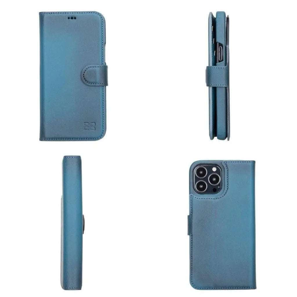 Full Leather Coating Detachable Wallet Case for Apple iPhone 13 Series - Puck's