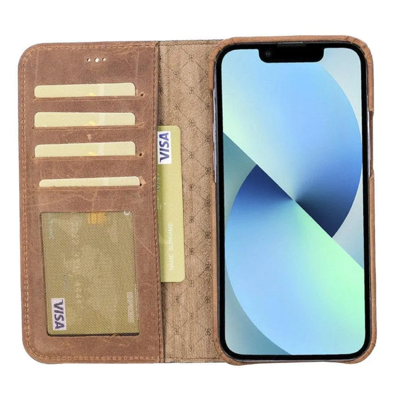 Full Leather Coating Detachable Wallet Case for Apple iPhone 13 Series - Puck's