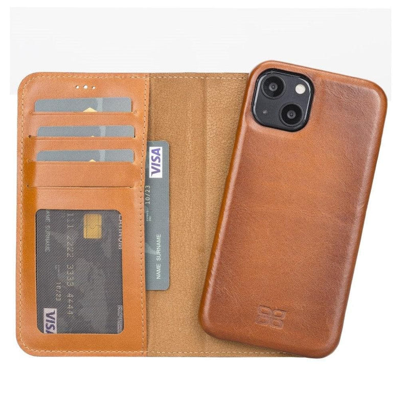 Full Leather Coating Detachable Wallet Case for Apple iPhone 13 Series - Puck's