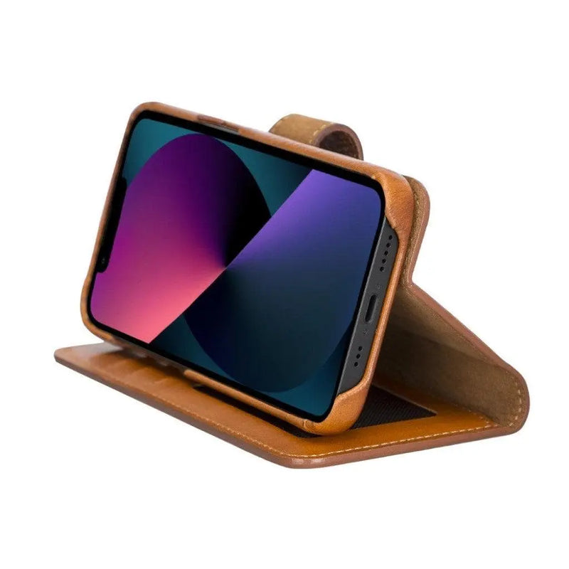 Full Leather Coating Detachable Wallet Case for Apple iPhone 13 Series - Puck's